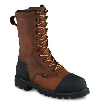 Red Wing TruWelt 10-inch Waterproof Safety Toe Metguard Mens Work Boots Brown/Black - Style 4499